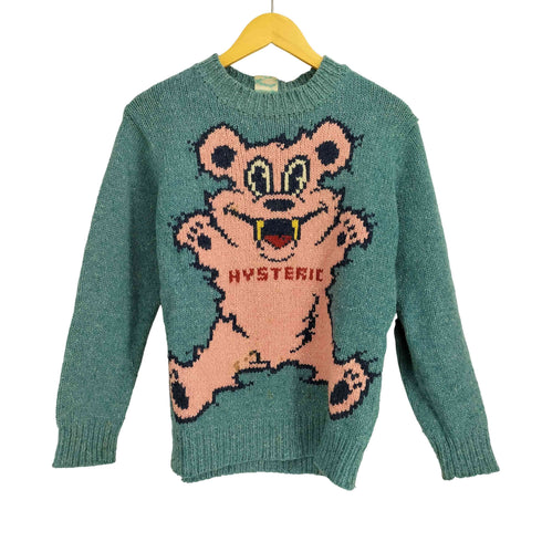 ヒステリックグラマー HYSTERIC GLAMOUR 90S 初期 ウール混 ナイロン ヒスベアー クルーネック ニット Y2K レディース FREE